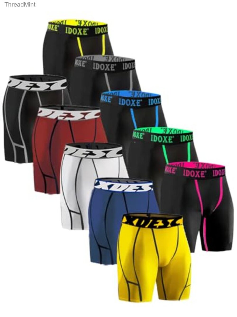 Men's Boxer Briefs 6" No Fly Wide Waistband Comfy Breathable 10-Pack